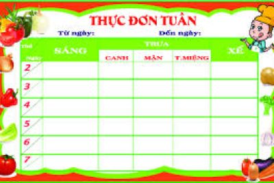 Thực đơn ăn bán trú tháng 5/2026