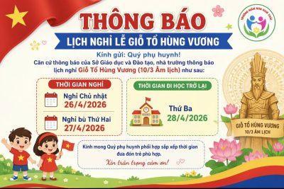 THÔNG BÁO LỊCH NGHỈ LỄ GIỖ TỔ HÙNG VƯƠNG